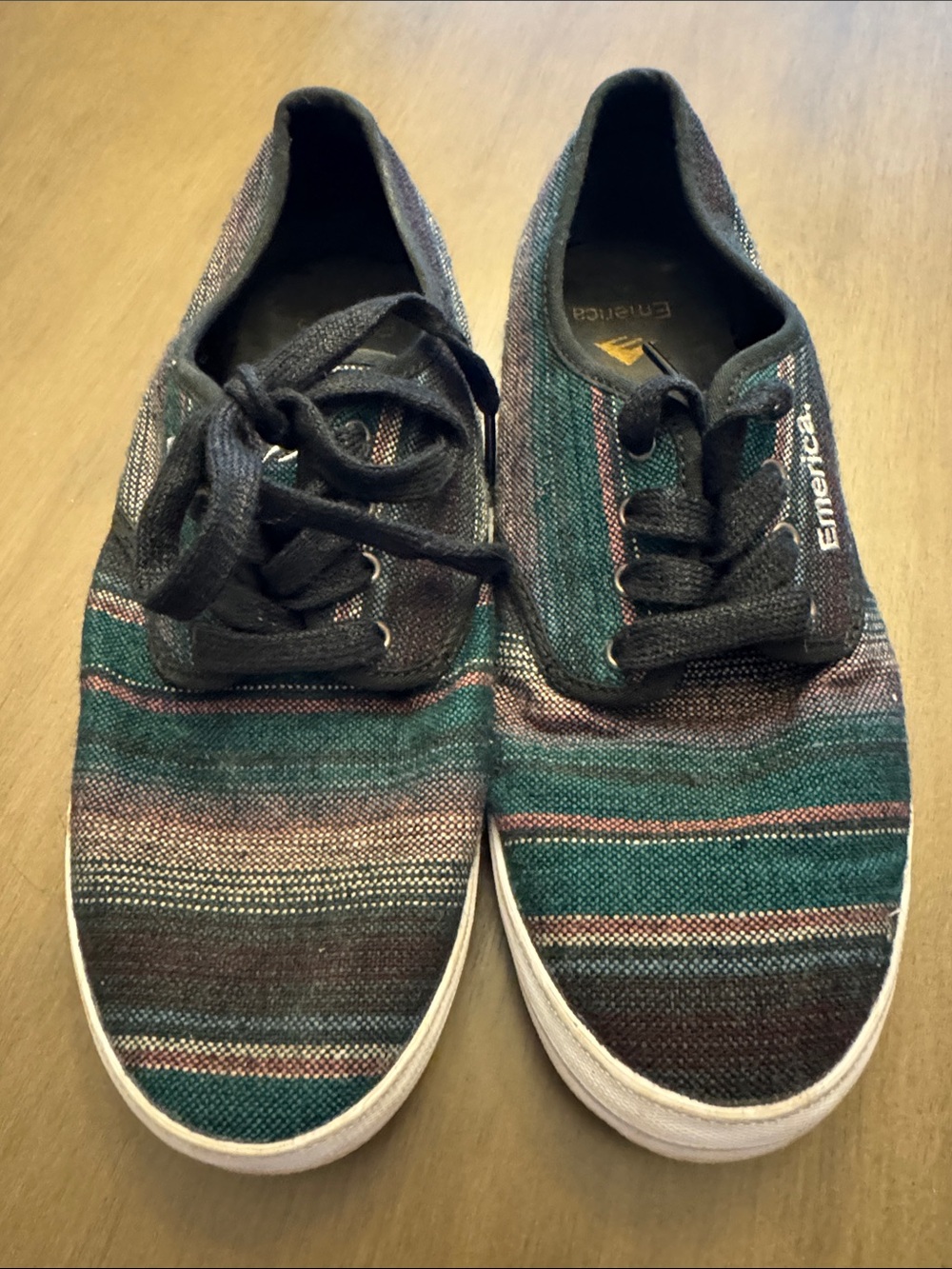 Emerica Striped Canvas Low-Top Sneakers in Green, Black and Brown